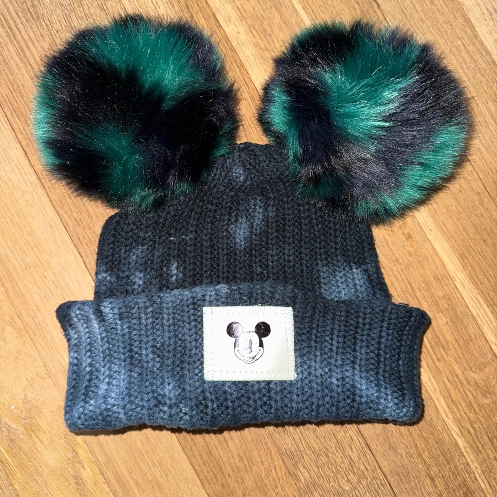 Disney x Love Your Melon Black and Green Pom-Pom Hat